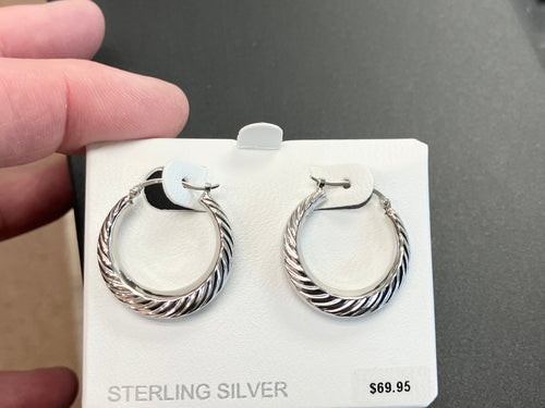 Swirled Shell Silver Hoop Earrings