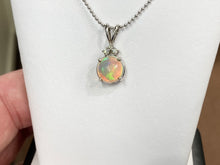 Cargar imagen en el visor de la galería, Opal And Diamond White Gold Pendant With Chain