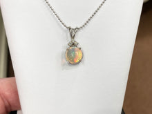 Load image into Gallery viewer, Opal And Diamond White Gold Pendant With Chain