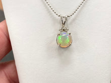 Cargar imagen en el visor de la galería, Opal And Diamond White Gold Pendant With Chain