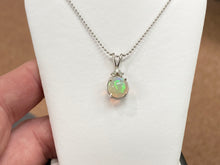 Charger l&#39;image dans la galerie, Opal And Diamond White Gold Pendant With Chain