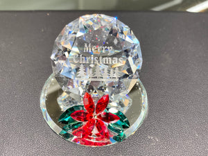 Merry Christmas Diamond With Poinsettia Crystal