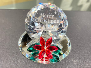 Merry Christmas Diamond With Poinsettia Crystal