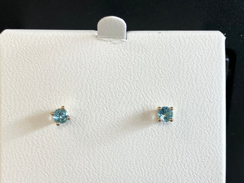 Blue Topaz 14 K Yellow Gold 0.64 Carat Stud Earrings