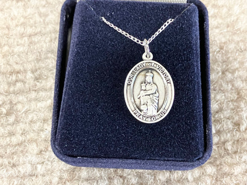 Our Lady of Victory Silver Pendant And Chain