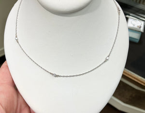 White Gold Diamond Tin Cup Necklace