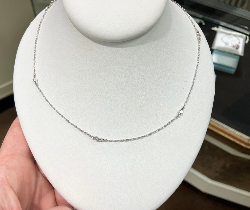 White Gold Diamond Tin Cup Necklace