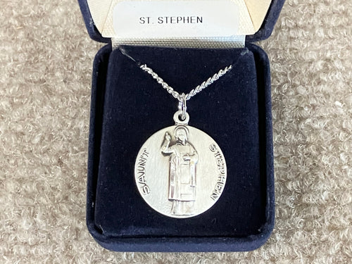 Saint Stephen Silver Pendant And Chain