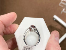 Load image into Gallery viewer, Garnet Color Swarovski Zirconia Silver Halo Ring