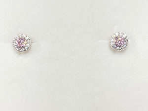 Pink Swarovski Zirconia Silver Earrings