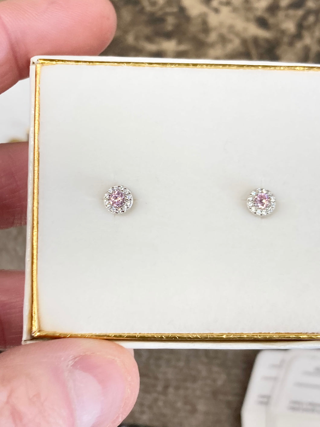Pink Swarovski Zirconia Silver Earrings