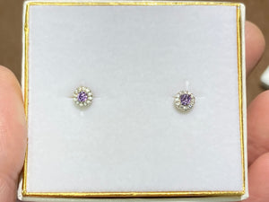 Purple Swarovski Zirconia Silver Earrings
