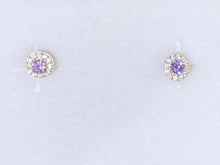 Laden Sie das Bild in den Galerie-Viewer, Purple Swarovski Zirconia Silver Earrings