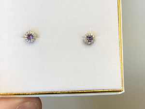 Purple Swarovski Zirconia Silver Earrings