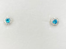 Load image into Gallery viewer, Blue Swarovski Zirconia Silver Earrings