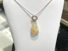 Load image into Gallery viewer, Ethiopian Opal And Diamond Pendant With Chain