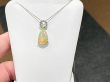 Laden Sie das Bild in den Galerie-Viewer, Ethiopian Opal And Diamond Pendant With Chain