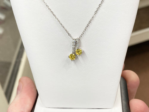 Yellow Swarovski Zirconia Silver Adjustable Necklace