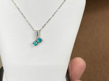 Load image into Gallery viewer, Turquoise Colored Swarovski Zirconia Silver Adjustable Pendant