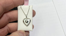 Load image into Gallery viewer, Heart Locket Sterling Silver Mother Of Pearl Rope Chain Engravable