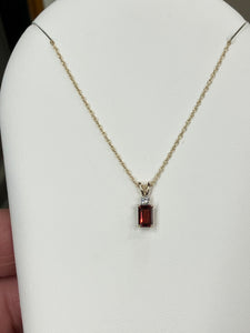 Garnet And Diamond Gold Necklace