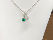 Load image into Gallery viewer, Green And White Swarovski Zirconia Silver Adjustable Necklace