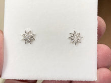 Load image into Gallery viewer, Silver Star Diamond Earrings