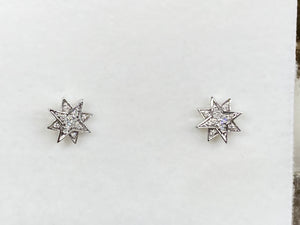 Silver Star Diamond Earrings
