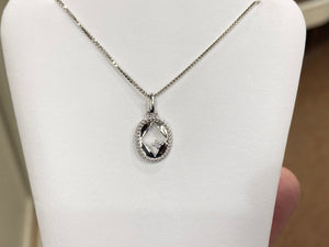 Silver Diamond Pendant With Adjustable Chain