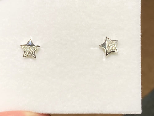 Silver Star Diamond Earrings