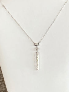 Silver Diamond Bar Diamond Necklace