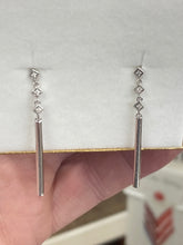 Load image into Gallery viewer, Silver Diamond Dangle Earrings
