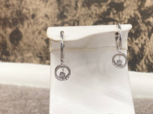 Load image into Gallery viewer, Silver Diamond Dangle Hoop Earrings