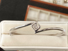 Load image into Gallery viewer, Silver Shimmering Diamond Bangle Bracelet