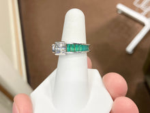 Charger l&#39;image dans la galerie, Silver Green Onyx And Cubic Zirconia Ring By John Kennedy