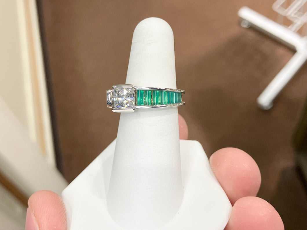 Silver Green Onyx And Cubic Zirconia Ring By John Kennedy