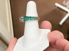 Charger l&#39;image dans la galerie, Silver Green Onyx And Cubic Zirconia Ring By John Kennedy