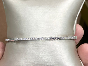 Silver Beaded Half Carat Diamond Bangle Bracelet