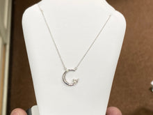 Load image into Gallery viewer, Silver Crescent Moon And Star Adjustable Necklace