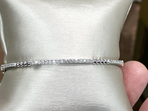 Silver Beaded Half Carat Diamond Bangle Bracelet