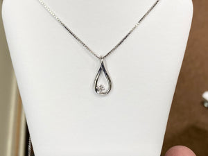 Silver Diamond Pendant With Adjustable Chain