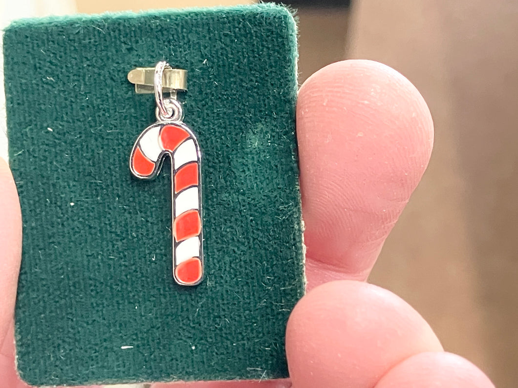 Candy Cane Silver Charm