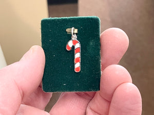 Candy Cane Silver Charm