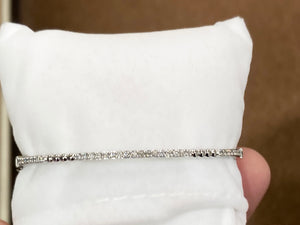 Silver Beaded Half Carat Diamond Bangle Bracelet