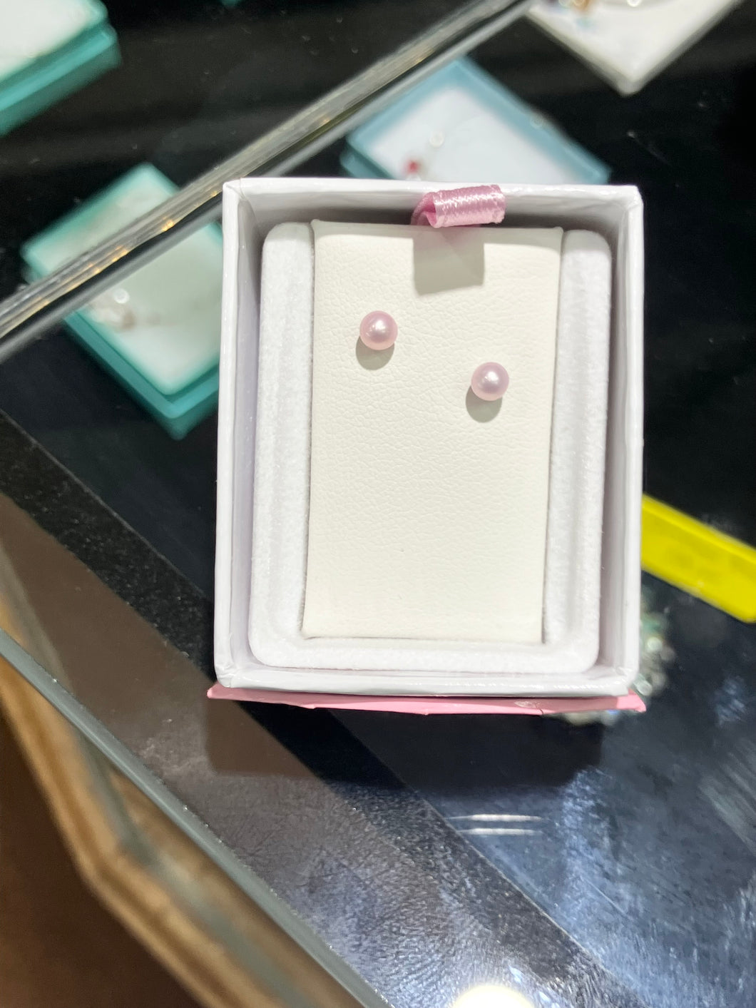 Pink Pearl Silver Baby Earrings