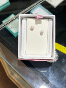 Pink Pearl Silver Baby Earrings