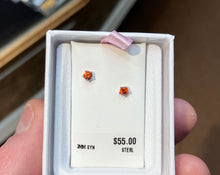 Laden Sie das Bild in den Galerie-Viewer, Synthetic Orange Sapphire Silver Baby Earrings