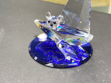 Load image into Gallery viewer, Sail Boat Teddy Bear Crystal Figurine