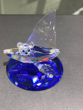 Load image into Gallery viewer, Sail Boat Teddy Bear Crystal Figurine