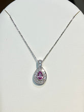 Cargar imagen en el visor de la galería, Pink Sapphire And Diamond White Gold Necklace